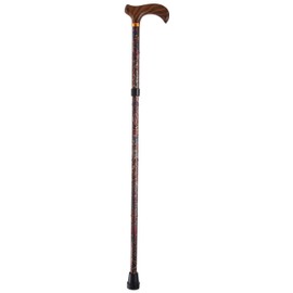 PCP Mobility & Homecare Adjustable Travel Folding Cane, Wood Derby Handle, Paisley Pattern