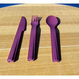 Tupperware Snap-Together Utensils  Fork Knife Spoon Purple   New