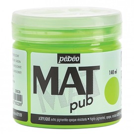 Pebeo Mat Pub, extrafein, 140 ml, fluoreszierende grüne Acrylfarbe