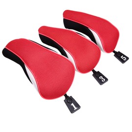 Sword &Shield sports 3pcs/Set New Driver # 1 3 5 Fairway Wood Cover Golf Club Headcover (Red)