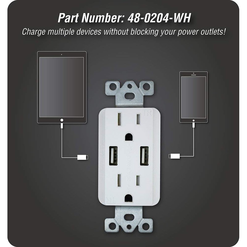DATA COMM Electronics 48-0204-WH High-Speed Décor Duplex Receptacles Electrical Wall