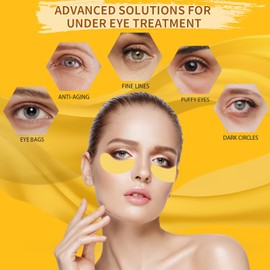 Under Eye Patches For Puffy Eyes 30Pairs, 24K Gold Eye Mask For Dark Circles and Puffiness, Under Eye Mask Patches Skincare, Eye Gel Pads, Eye Patches For Wrinkles, Puffy Eyes Bags Treatment Women Men