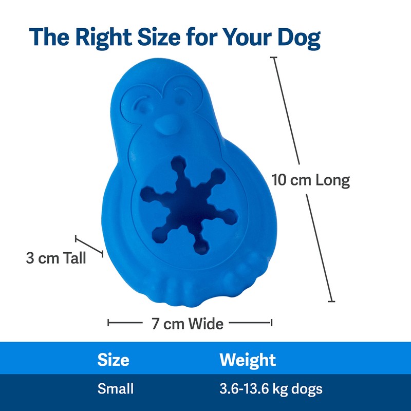 PetSafe Freezable Treat Food Dispensing Chew Toy, Small, Chilly Penguin,Blue