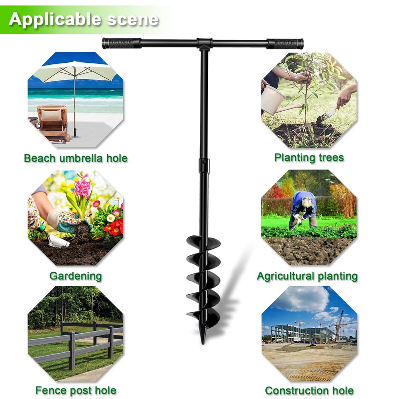 LONGRUN Hand Drill Auger Post Hole Digger, Manual Garden Hole
