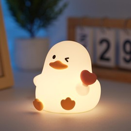 Night Light for Kids, 7 Colors Cute Duck Night Light, 3 Levels Dimmable Silicone Night Lamps, Bedside Nursery Night Lamp with Timer, LED Squishy Rechargeable Animal Nightlight for Boys Girls (Duck)