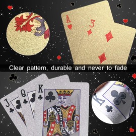 joyoldelf 2 x Poker Card Game Waterproof Plastic Diamond Black Card Games 54 Perfect for Party and Game