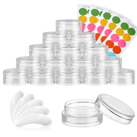 Paquete de 50 recipientes de muestra de 3 gramos con tapas transparentes, pequeños frascos de plástico para cosméticos, tarro de maquillaje de viaje para crema, abalorio, sombra de ojos, lociones
