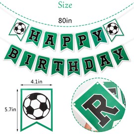 Soccer Happy Birthday Banner - Sport Theme Happy Birthday Banner, Soccer Sports Party Decoration, Sports Birthday Party Supplies