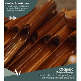 Nalulu Classic Bamboo Wind Chimes - Outside Outdoor Wood Wooden Windchimes, Large, Handcrafted with Calming Deep Tones, Ideal Home Decor or Gift for Any Occasion