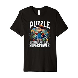 Puzzle Solving Is My Superpower Funny Jigsaw Toy Nerd Kid Premium T-Shirt