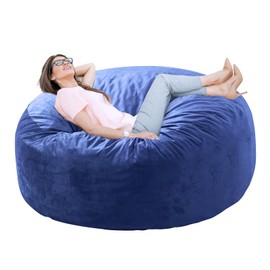WhatsBedding Bean Bag Chair for Adults with Memory Foam Filler Included, Big Kids Beanbag Chairs, Large 4 ft, Blue, Solid