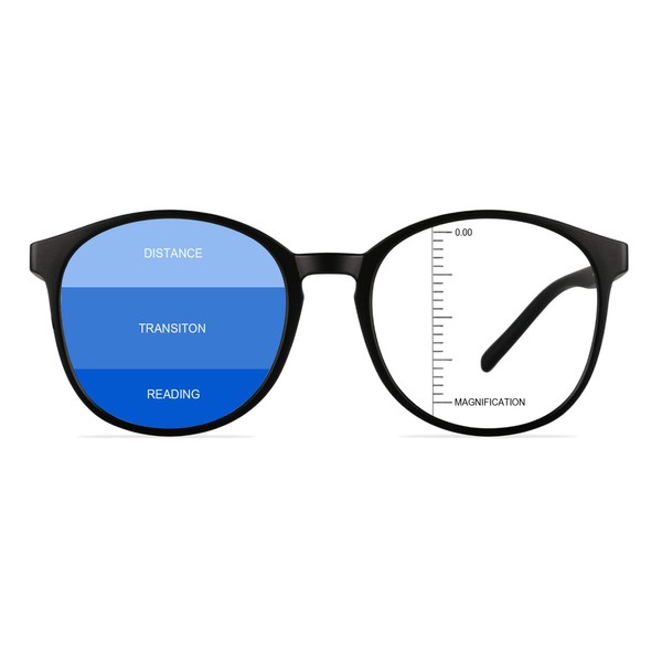 LAMBBAA - Gafas presbíopes multifocales, redondas y progresivas, antiluz azul para lectores de hombres y mujeres (+0,00/+1,25 aumentos)