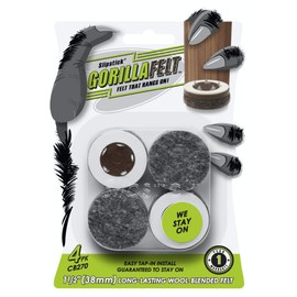 GorillaFelt CB270 Furniture Feet Floor Protectors/Felt Glides (Set of 4) Tap On Felt Furniture Pads Guaranteed to Stay On, 1-1/2 Inch Round Sliders