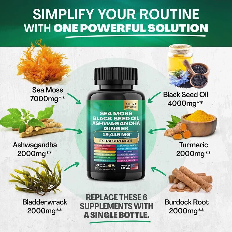 Omnipotent Nutrition Sea Moss & Shilajit (Black Seed Oil, Turmeric,