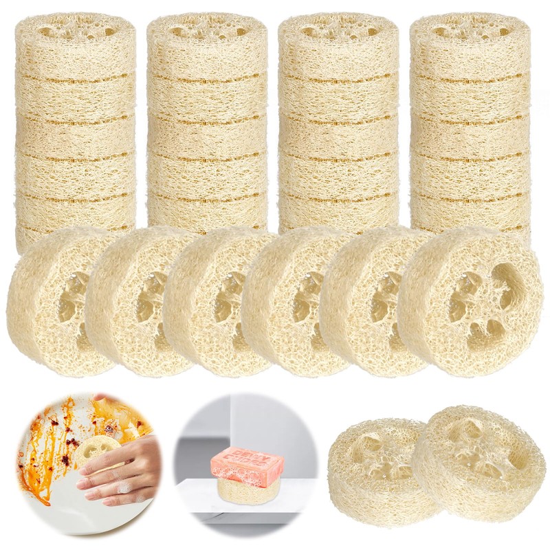 30 almohadillas de esponja natural de luffa, 100% esponja de
