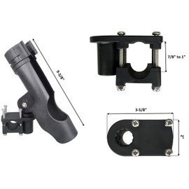 Pactrade Marine Boat Pontoon Mount Adjustable Fishing Rod Holder 1 1/4' Square 7/8'' - 1'' Round Rail Tube 180 Degree