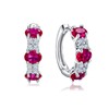 AGRULE Ruby Red Earrings 14K White Gold Plated Chunky Hoop