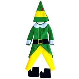 HAEVERAY - Disfraz de película de Buddy The Elf para muñeca de elfo de Navidad, traje de elfo de Papá Noel, traje de duende de Buddy Elf Pants Hat Shoes Cute Elf Ropa de Cosplay Juego completo de