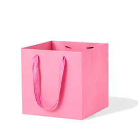 LFCXHTY Pink Paper Gift Bag Small Square Bottom Kraft Paper Bags with Handles for Wedding Baby Shower Birthday Party (Pink, 12 x 12 x 12 in, 10 CT)