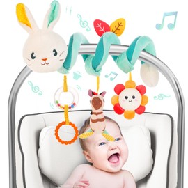 FATI Car Seat Toys Baby Toys for 0-6 Months, Newborn Toys Infant Toys 0-3 Months, Stroller Toys for Baby Crib Carseat, Sensory Toys with Squeaker Rattles for 0 3 6 9 12 Months Babies Ideal Gifts