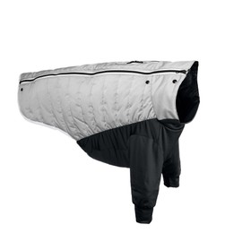 Furhaven Water-Repellent XL Dog Coat, Washable & Reflective w/ Leash Access & Stretch Fabric - Pro-Fit Active Jacket - Chrome, Extra Large