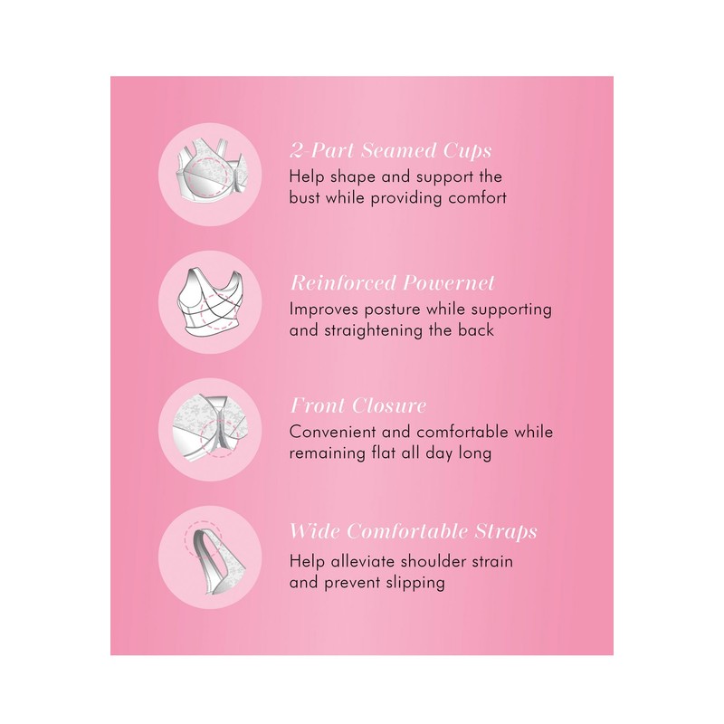 Exquisite Form Womens Front Close Posture #5100565 Bra, Black, 42D