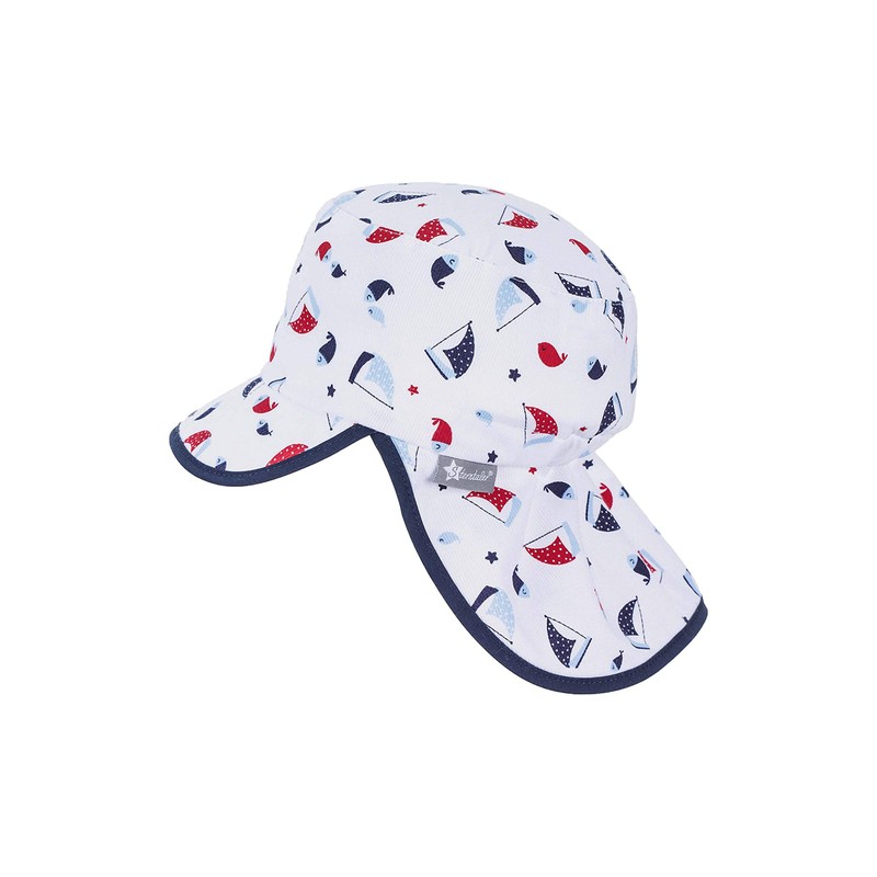 Sterntaler Girls' Peaked Cap with Neck Protection, White