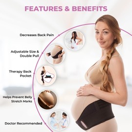 GABRIALLA Cotton Lined Pregnancy Belly Band for Pregnant Women, Soft & Breathable, Pregnancy Must Haves Belly Support Band for Abdominal, Pelvic, Waist, Back Pain - Adjustable Maternity Support Belt