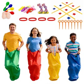 Outdoor Games Kit,Outside Toys,39 Pieces Outdoor Carnival Games,Yard Game,Potato Sack Race Bags for Kids Adults, Egg Spoon Relay Race, 3 Legged Race Bands, Birthday Party Yard Lawn Easter Games