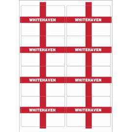 Whitehaven England Flag Rectangular Matt Paper Stickers A4 Sheet of 8 (Each Sticker is 99mm x 68mm)