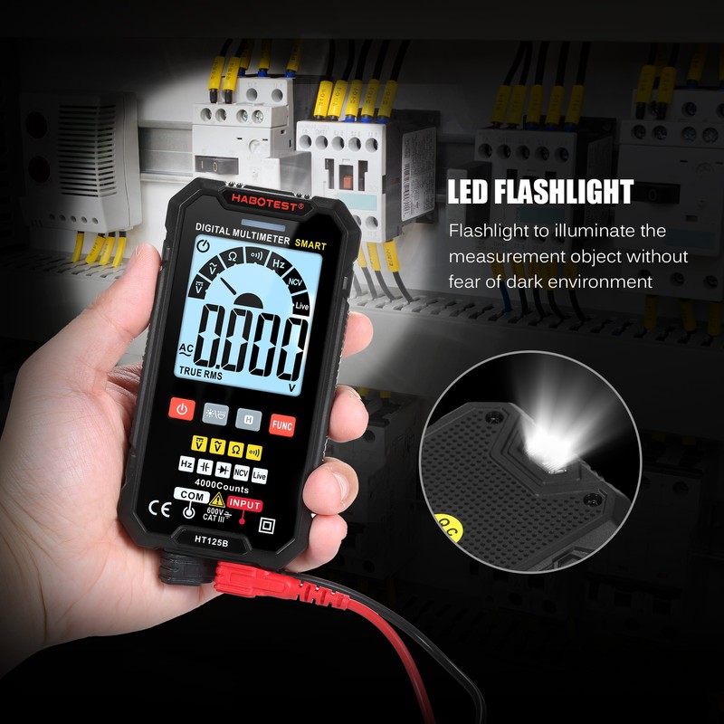 HABOTEST HT125A Smart Digital Multimeter 4000 Counts True RMS Auto