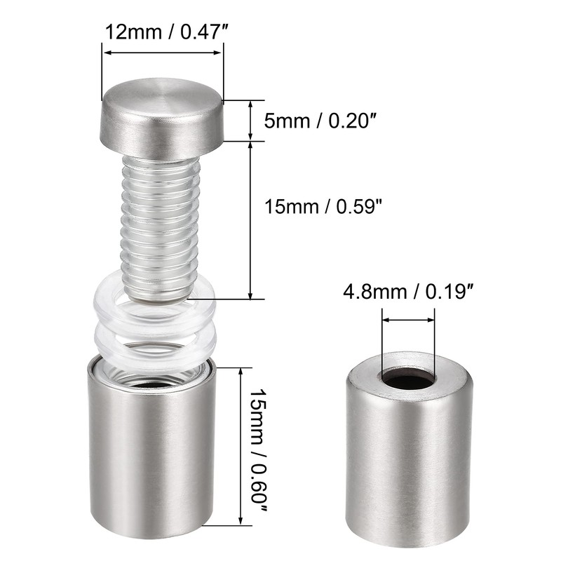 sourcing map Pack of 4 Screw Mounting Wall Mount Acrylic