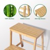 Bamboo Folding Climbing Step Stool, 2 Step Ladder Multi-Functional Stair