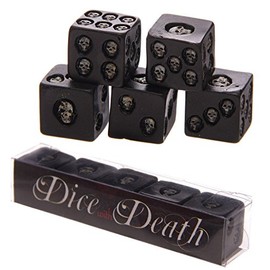 Puckator SK200, Set of 5 Six-Sided Die with Inlaid Skulls,Black,1.5 x 1.5 x 1.5 cm