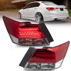 VLAND Pair LED Tail Lights Red For Honda Accord 2008-2012 4 Door Sedan Rear Brake Lamp