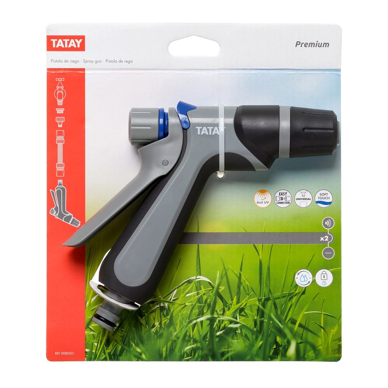TATAY 0080501 Premium Hose Gun, Universal Connector, 2 Positions, Regulator,