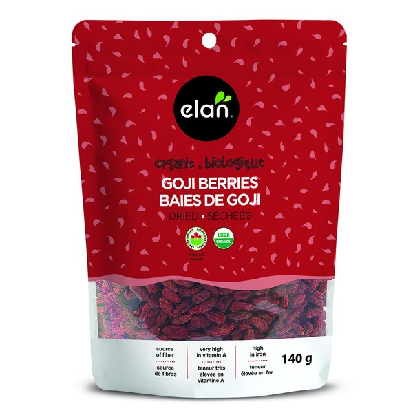 ELAN Organic Goji Berries, Non-GMO, Vegan, Gluten-Free, 140 Gram