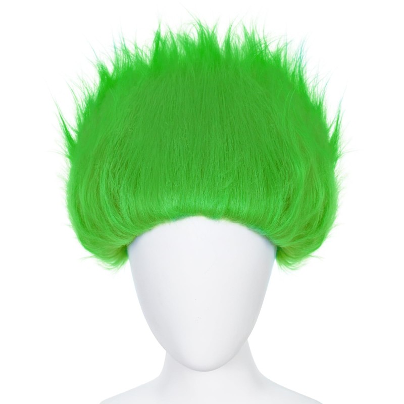 ESUNO Short Green Wig Men Unique Spiky Headband Dark Green