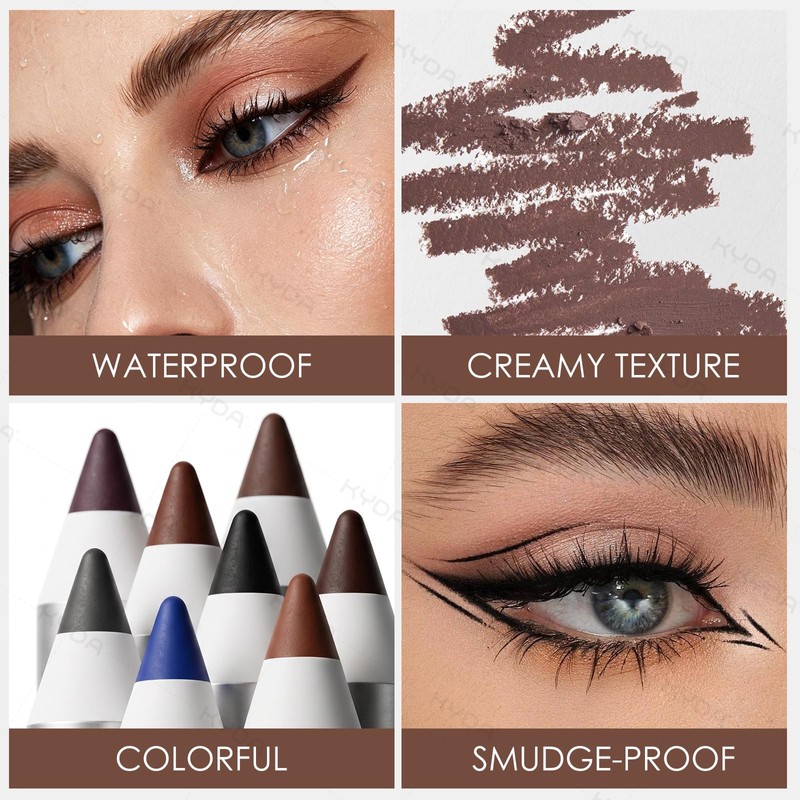 KOSRA Matter Eyeliner-Stift, Wasserfest, Wischfest Eyeliner -6#Black