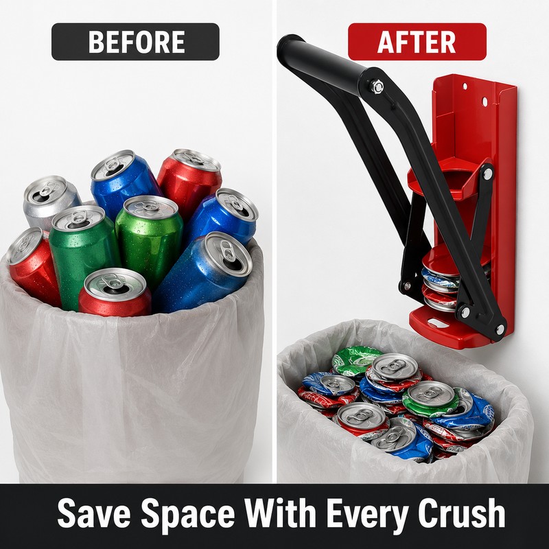 16 oz Wall-Mounted Can Crusher for Recycling – Heavy-Duty Steel