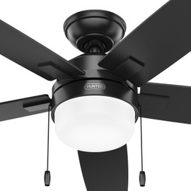 Hunter Fan 52 Inch Matte Black Indoor Ceiling fan with LED Light and Pull Chain for Bedroom, Living Room, Office, Basement, Kitchen, Dining Room (Renewed), CC5C27C76