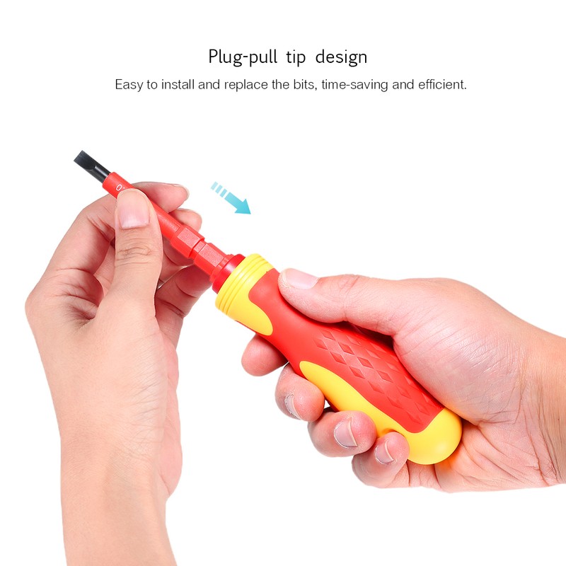 5pcs 500V Insulated Screwdrivers Set with Magnetic Slotted Phillips Pozidriv