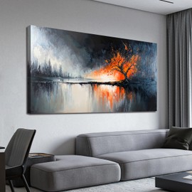 Large Wall Art Decor Black and White Canvas Wall Art Prints Modern Tree of Life Wall Art Abstract Canvas Art Wall Decor Canvas Pictures for Living Room Artwork for Walls Home Office Decor 29" X 58"