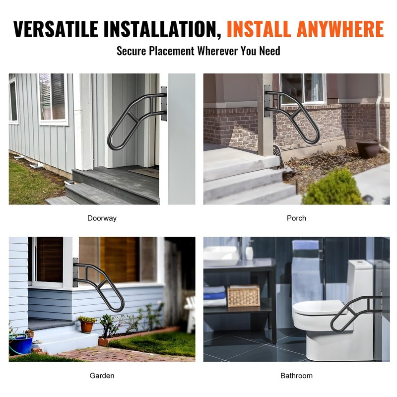 VEVOR Handrails for Outdoor Steps, 29" Length Wall Mount Safety