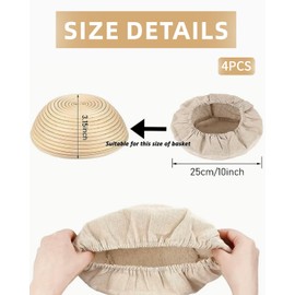 UYRVAPE 4 x Linen Cloth Bread Baking Baker's Linen Dough Cloth Swirl Cloth Fermentation Cloth 25 cm Baker's Lines for Bread, Proofing Baskets for Bread, Proofing Basket for Bread Baking, Baker's Lines