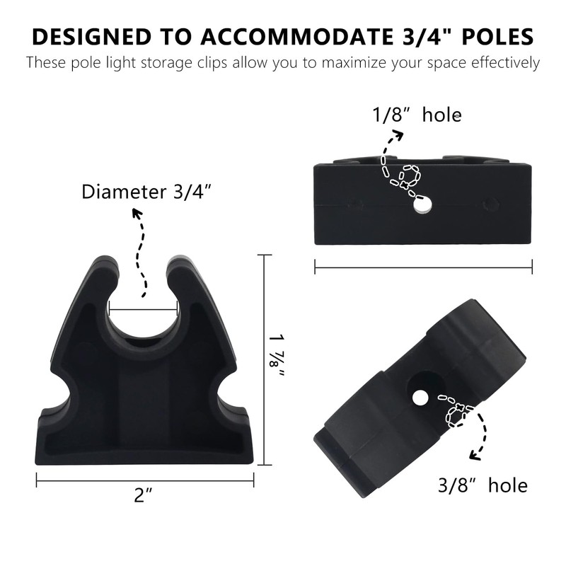 UPTTHOW 6Pcs Rubber Pole Light Storage Clips for Boat to