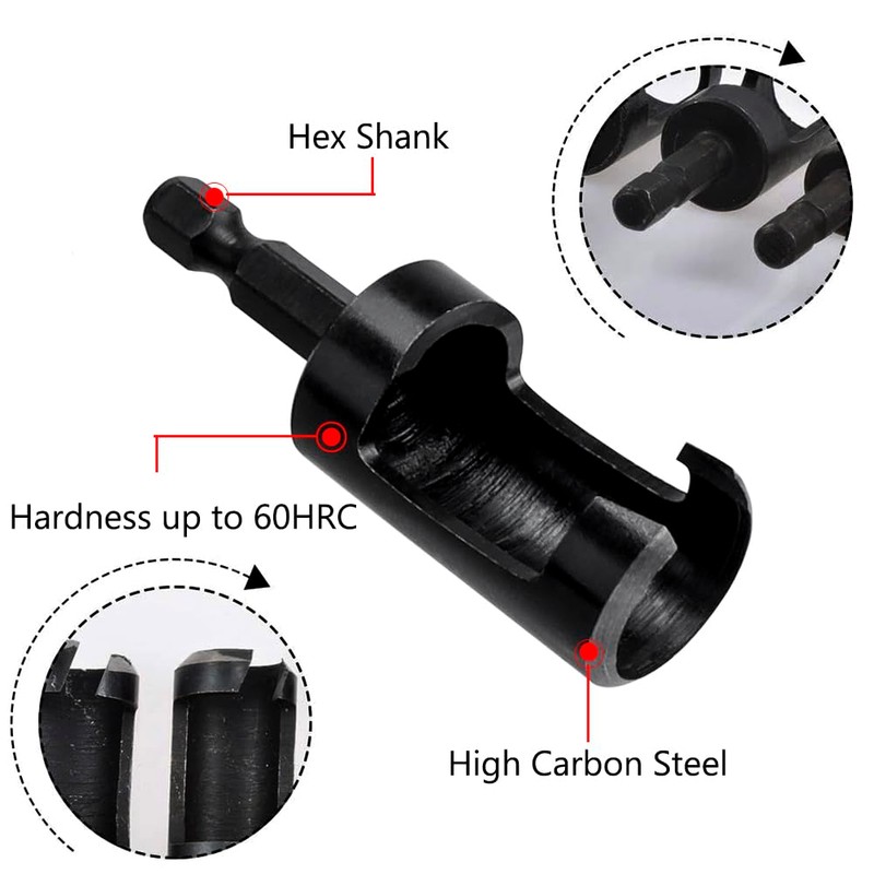 Bestgle 8pcs 1/4" Shank Wood Plug Cutters, Include 4pcs Straight