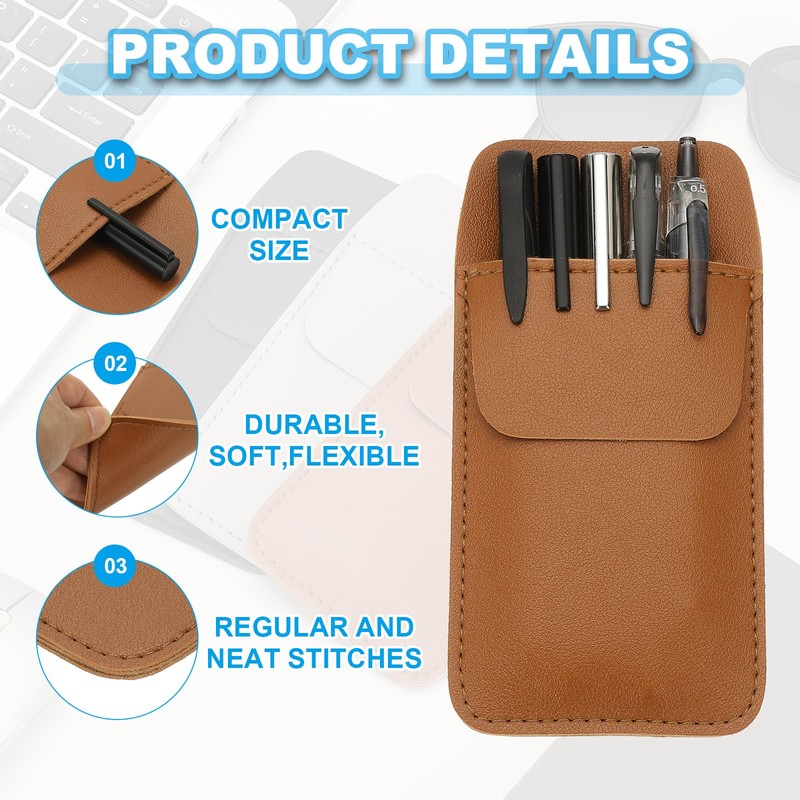 PATIKIL 2 Pack Leather Pocket Protector, MultiPurpose Pen Pocket Protector