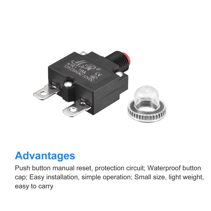MECCANIXITY Circuit Overload Protector 18A AC125/250V DC32V Push Button Thermal