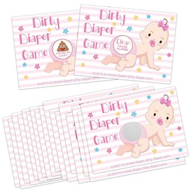 JOLINTAL 24 Guest Baby Shower Scratch Off Poop Game, Baby Shower Games Baby Shower Favors for Guests Gender Neutral Baby Shower Bingo Icebreaker Activity 2 Winners